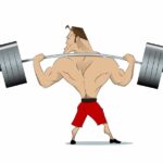 Bodybuilder raises barbell